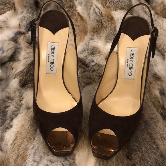 Jimmy Choo Shoes - Jimmy Choo Brown Suede Heels Sz 42